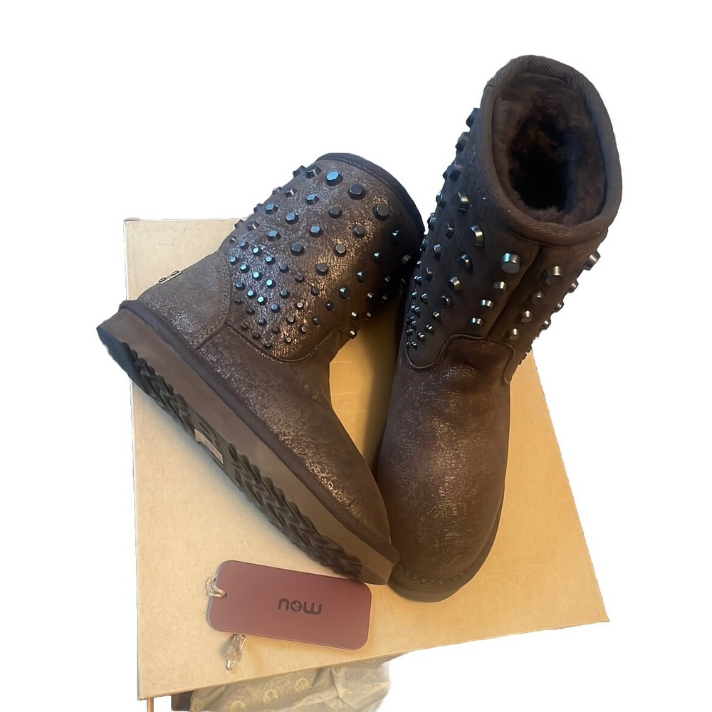Mou Cowboy With Studs Boots Shearling Size 36 New In Box